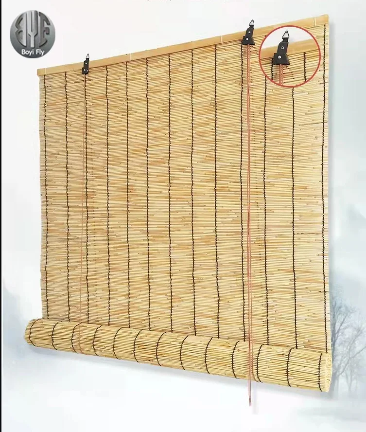 Eco-friendly bamboo artificial reed fence reed curtain roller shades jute straw blinds curtain
