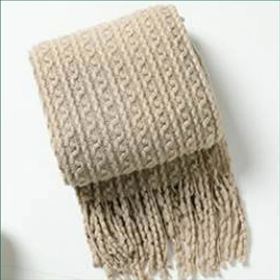 Summer light weight solaron blankets acrylic knitted throw blanket tassel big knit blanket of sofa bed