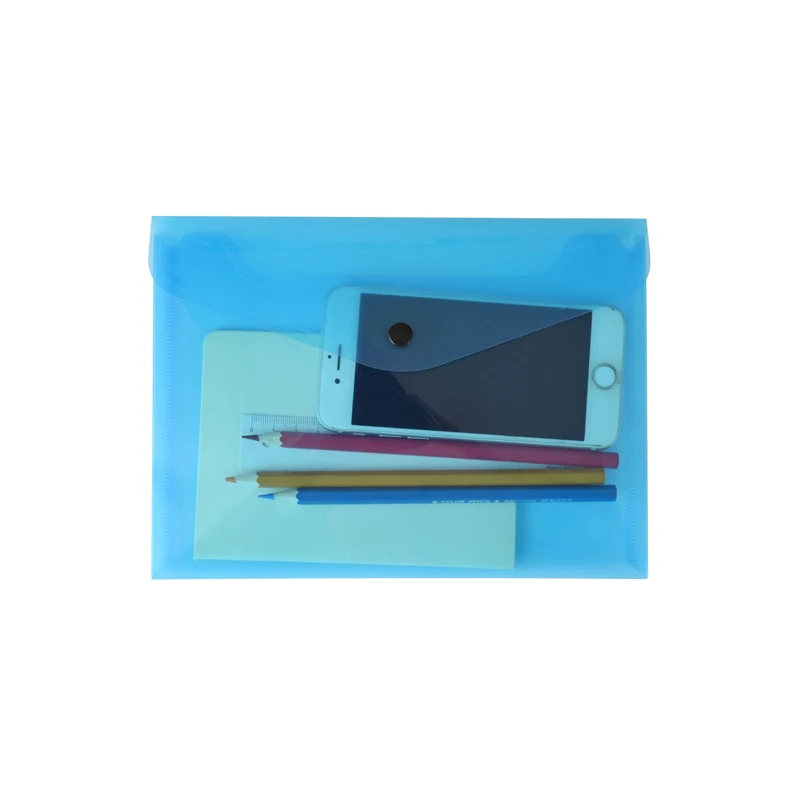 School supplies filing products A5 plastic wallets clear document bag folder with snap button mini clear plastic file folder