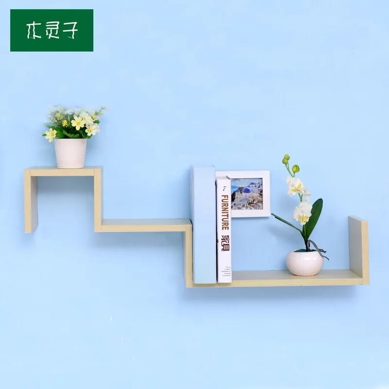 Wholesale natural decorative S-shaped wall-mounted floating rack floating shelves rustic