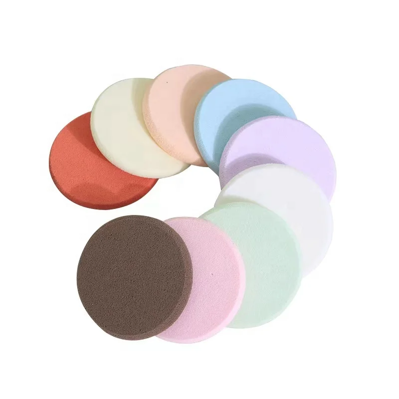 Flat Pink Washable Wet and Dry Use Latex Free Round Makeup Sponge Puff