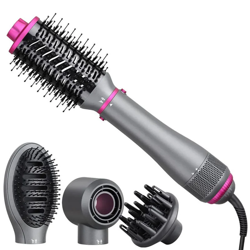 High Speed 4 in1 Hair Dryer Set Multi Styler 1400W Curler Straightener Comb Crystal Hot Cold Air Brush Hair Dryer Set