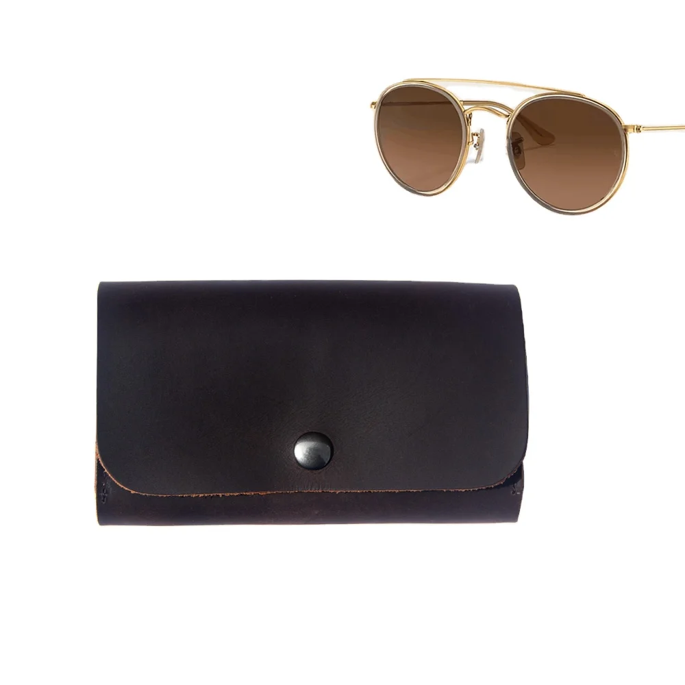 Прочный Портативный Пользовательский логотип роскошный Сумасшедший конский кожаный чехол для солнцезащитных очков стеклянный чехол для глаз