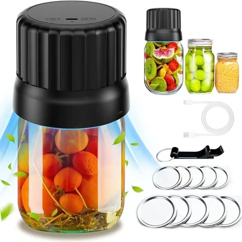 New Best Seller Cordless Private Label Kitchen Automatic Cordless Food Storage Jar Lids Electric Mason Jar Vacuum Sealer Kit