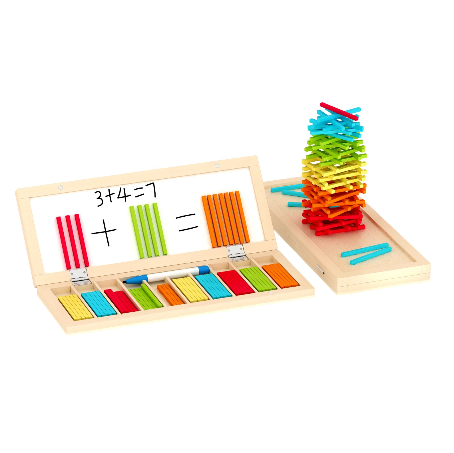 
100pcs Sticks Wooden Box Educational Math Toys Counting Education Toy 