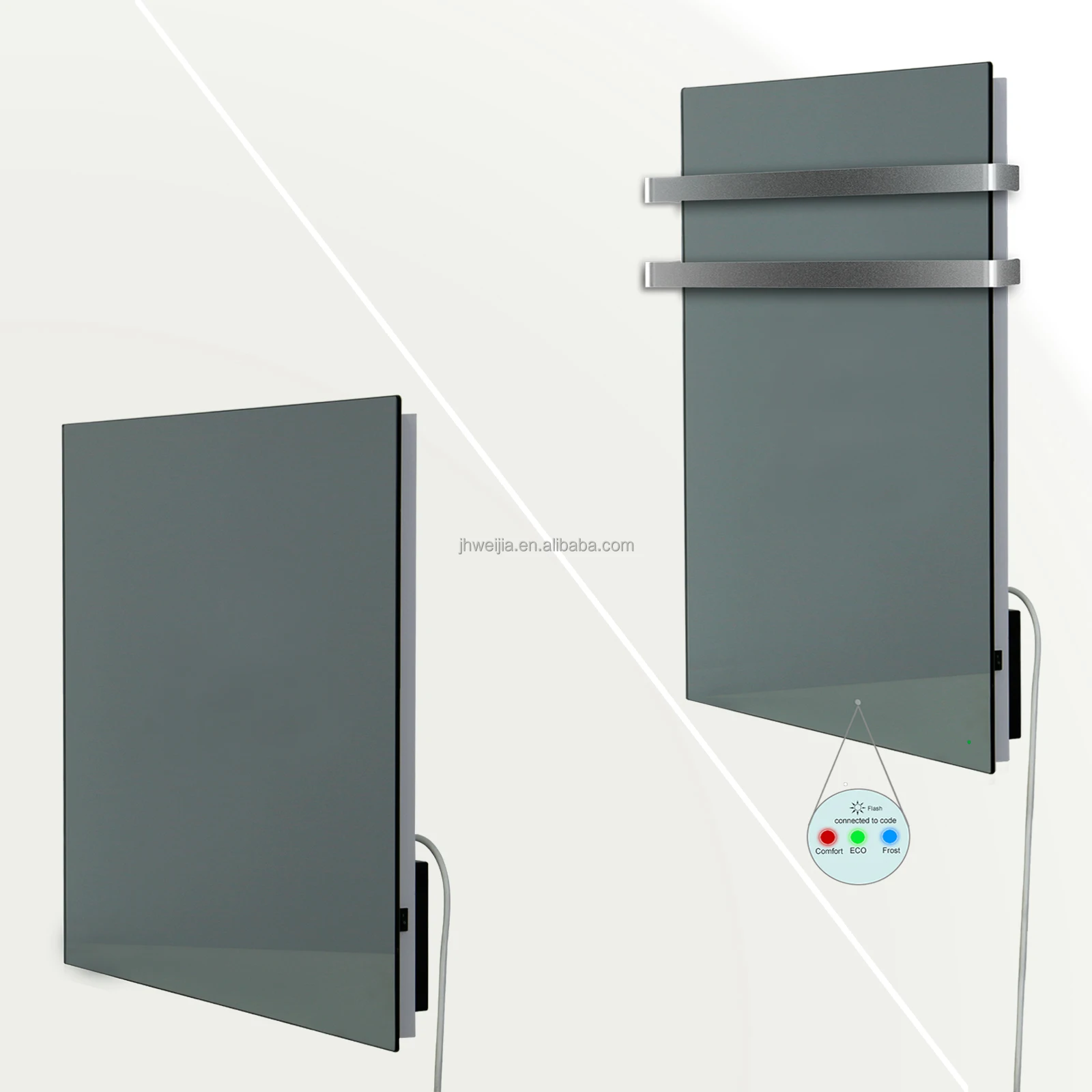 Tempered glass Wifi and Remote style M075P 750W  infrared  the aluminum shell Mirror Carbon crystal  bathroom Panel heaters