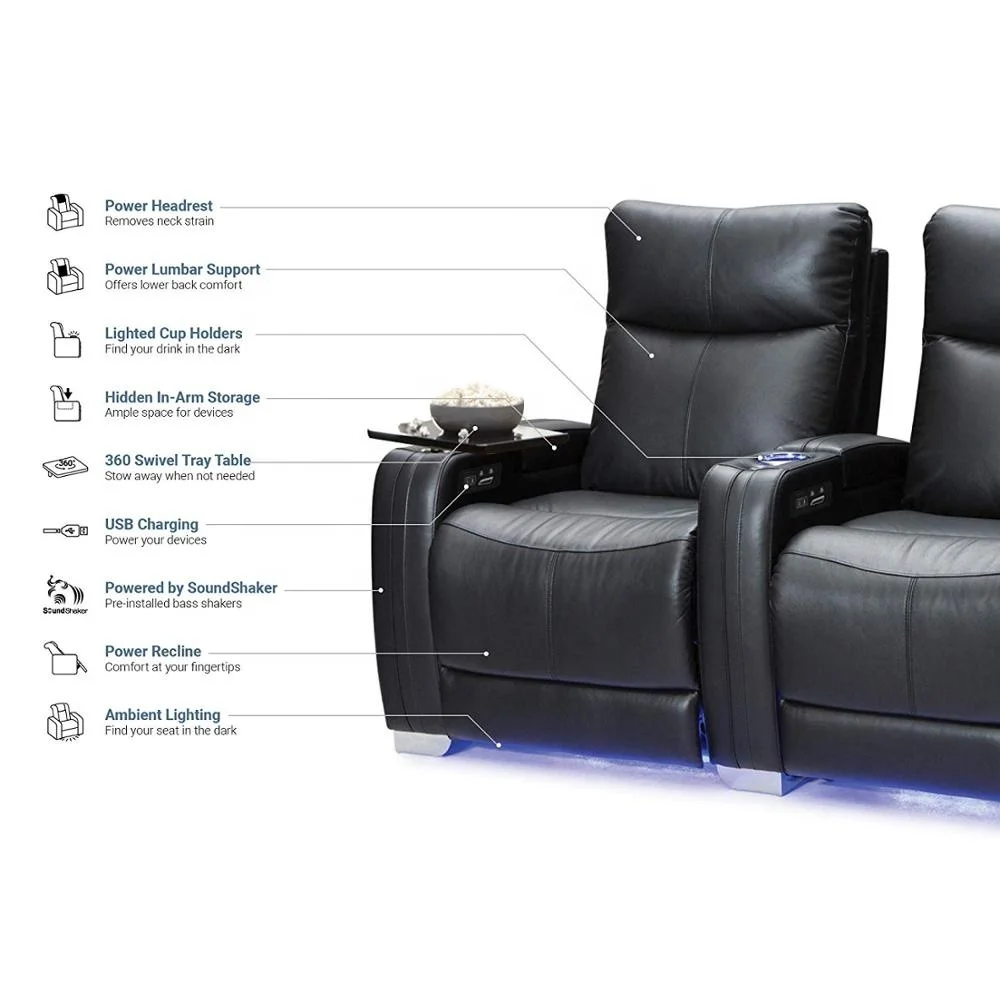 Geeksofa Furniture Electric Manual Recliner Home Theater Cinema Seating Seats Sofa with Cup Holder