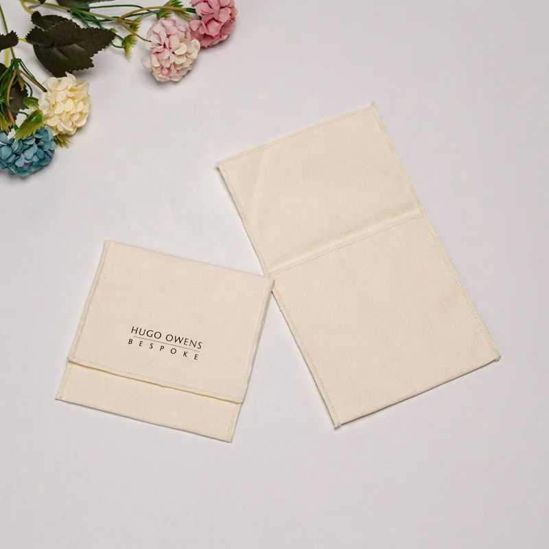 Custom Logo Printed Cotton Canvas Gift Envelope Flap Jewelry Package Pouch Handbag Shoe Cosmetic Dust Bag