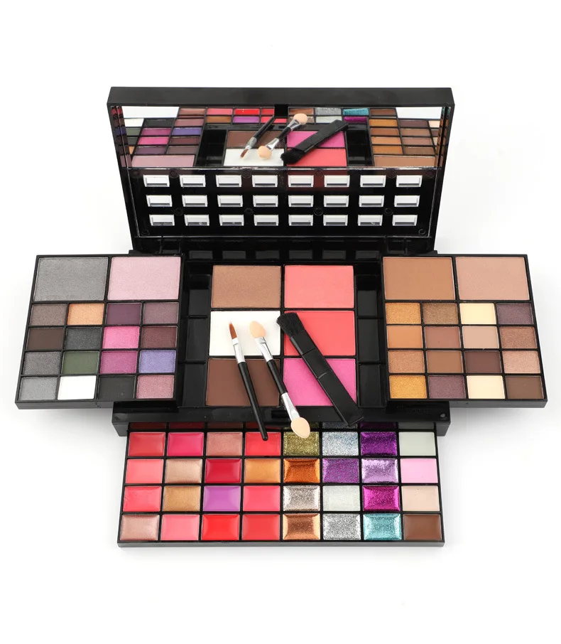 Makeup supplier 74 colors eye shadow lip gloss makeup combination palette set