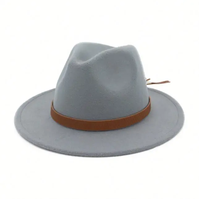 Фетровая шляпа с кожаным ремешком, для мужчин и женщин