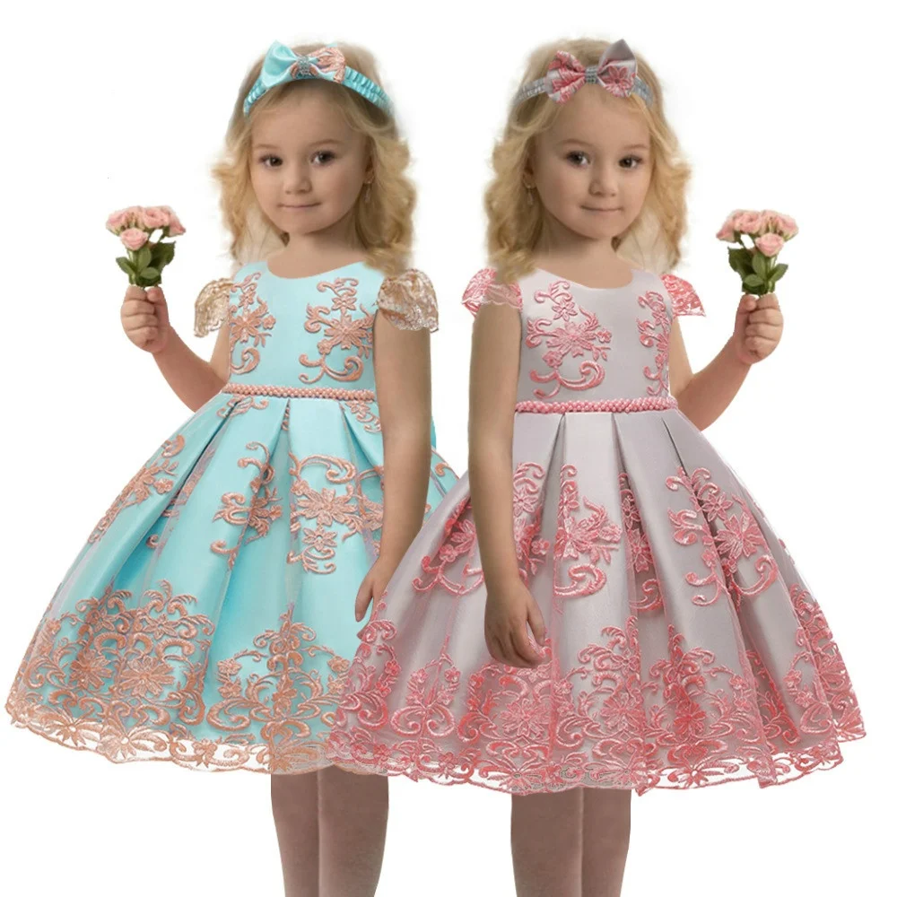 Children Costume New Year Bow Girl Princess Dress Summer Tutu Wedding Birthday Party Kids Dresses