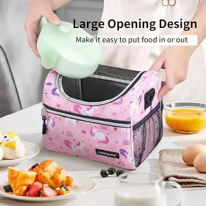 Custom print logo insulated recycled zipper sublimation blank neoprene lunch tote bag with strap for school kid men women