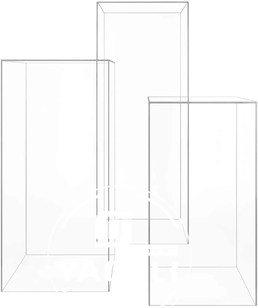 Wholesale Clear Acrylic Modern Column Pedestal Stand Lucite Table Display Set Rectangle Modern Flower Stand for Wedding