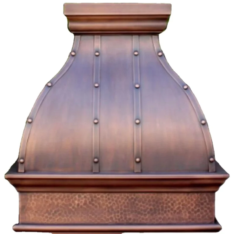 Ручной молотком медь кухонная вытяжка настенный стиль