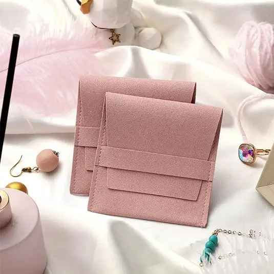 Custom luxury Microfiber Jewelry Pouch with Band,  jewelry packaging bag for Bracelet Necklace jewelry Packaging display