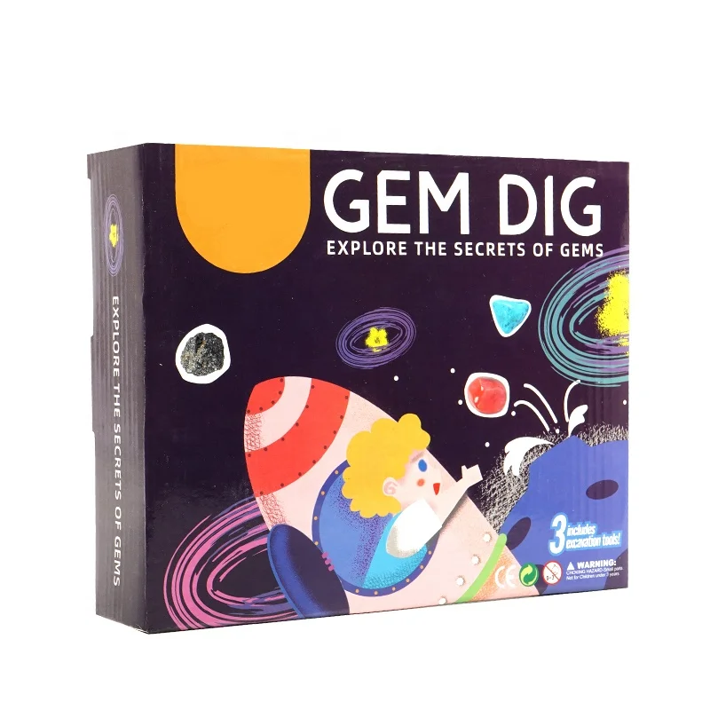 2023 Hot Selling Educational Toy Science Kits Child Excavation 6pcs Gemstone Dig Kit Archaeological Toy