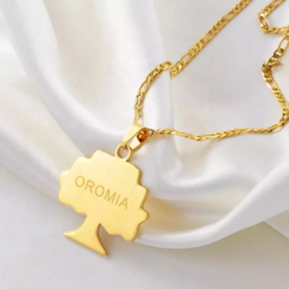 Ethiopia Oromia Pendant Necklaces Oromo Letter Fashion Design Soild Map Of Oromia Patriotic Symbol Necklace Gift For Unisex