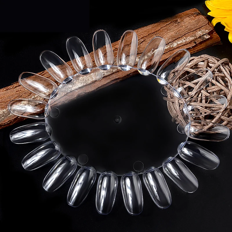 20pcs Natural Circle ABS Plastic Nail Polish Color Palette Chart Oval Nail Color Display Practice Wheel Board