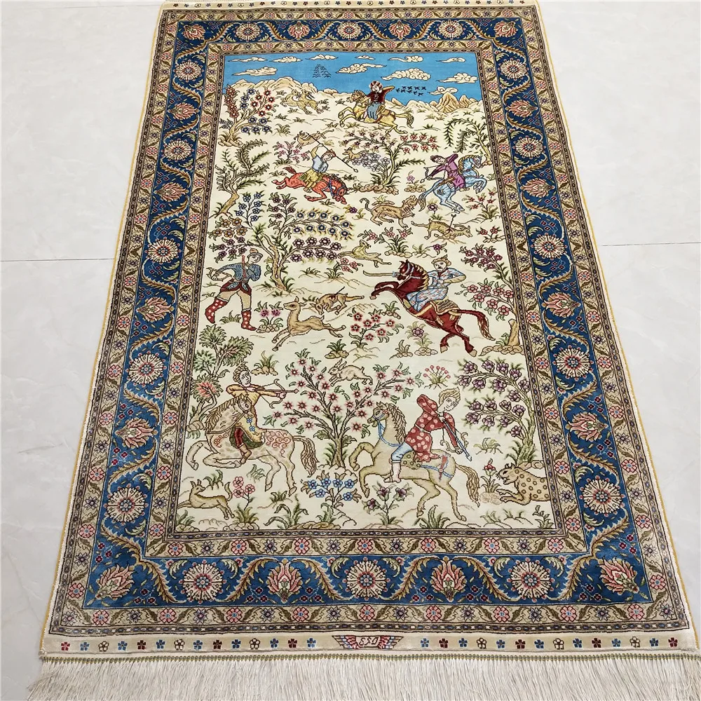 Nanyang Yuxiang 3*5 футов бежевый шелковый ковер ручной работы для охоты