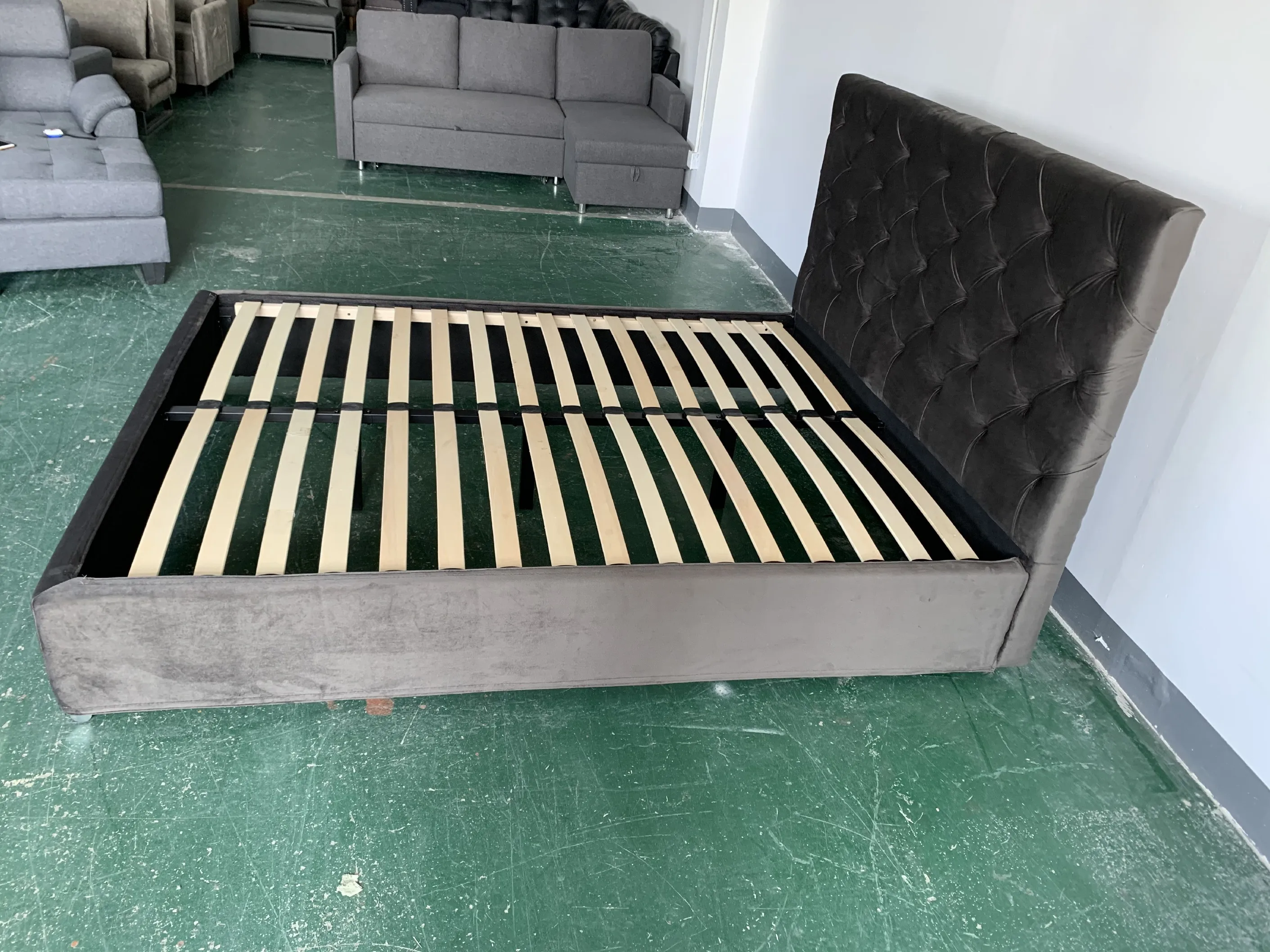 Wooden loft storage bed double frame with gas lift