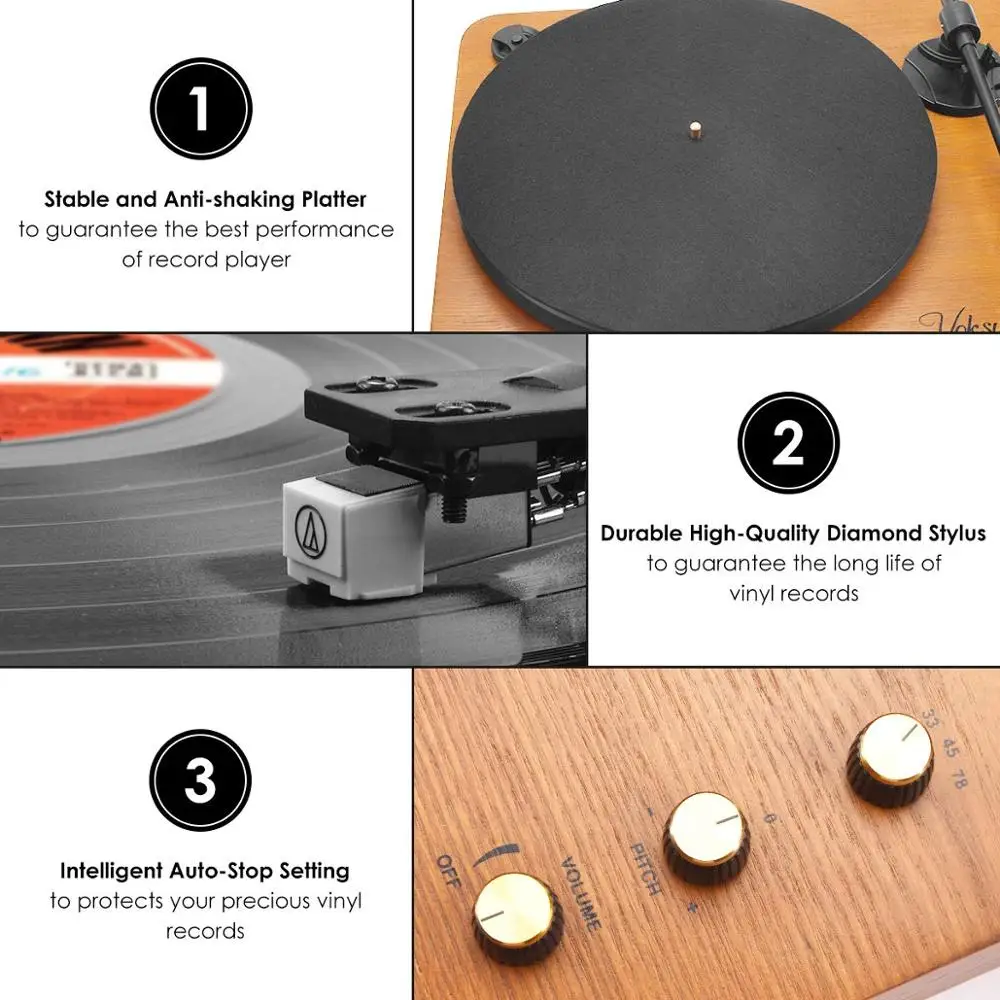 Metal Turntable High Fidelity Vinyl Record Player with Magnetic Cartridge