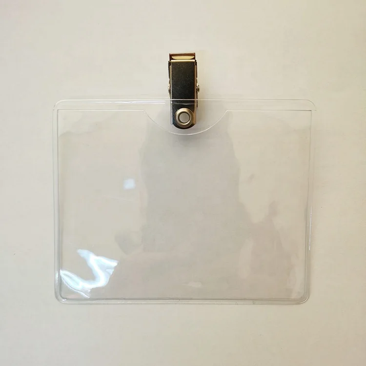 4x3 Inch Horizontal Nurse Clear Transparent PVC ID Badge Holder with Metal Clip for Meeting Trade Show School Office Name Tag