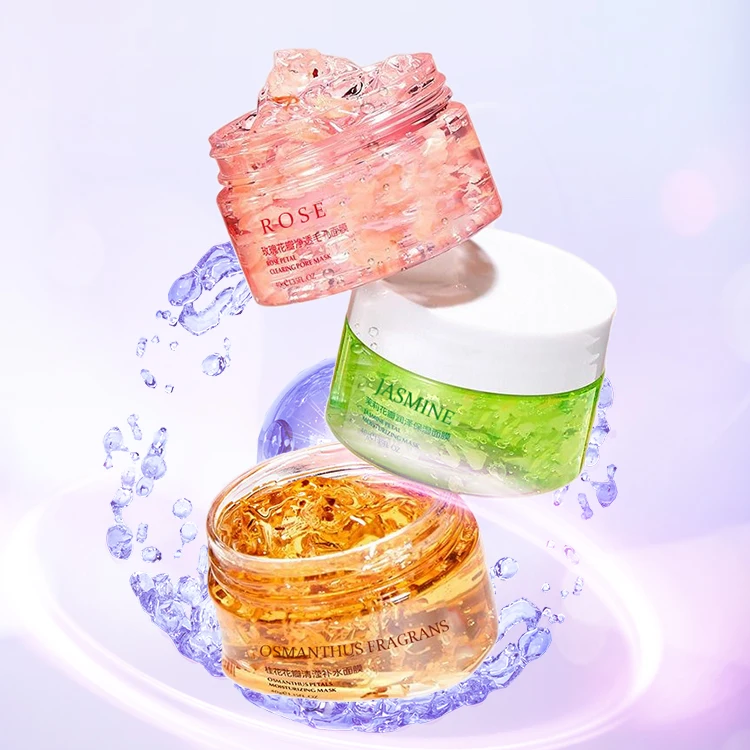 OEM Fresh osmanthus petals jasmine facial mask moisturizing nourish face flowers sleep mask gel