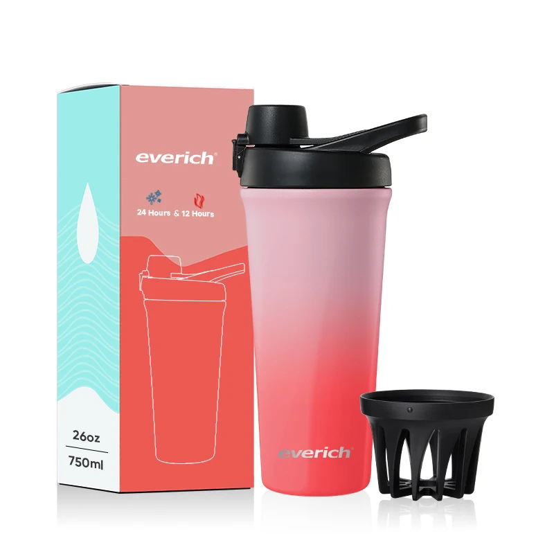 26oz BPA-Free Shaker Bottle Wide Mouth Travel Water Mug with Tea Jar Blender Modern Design for Home or Office Use