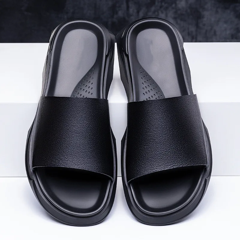 2022 Boys New Arrival Wear-resistant School Arket Smart Summer Lightweight Genuine Cowhide Leather Slide Slippers Men