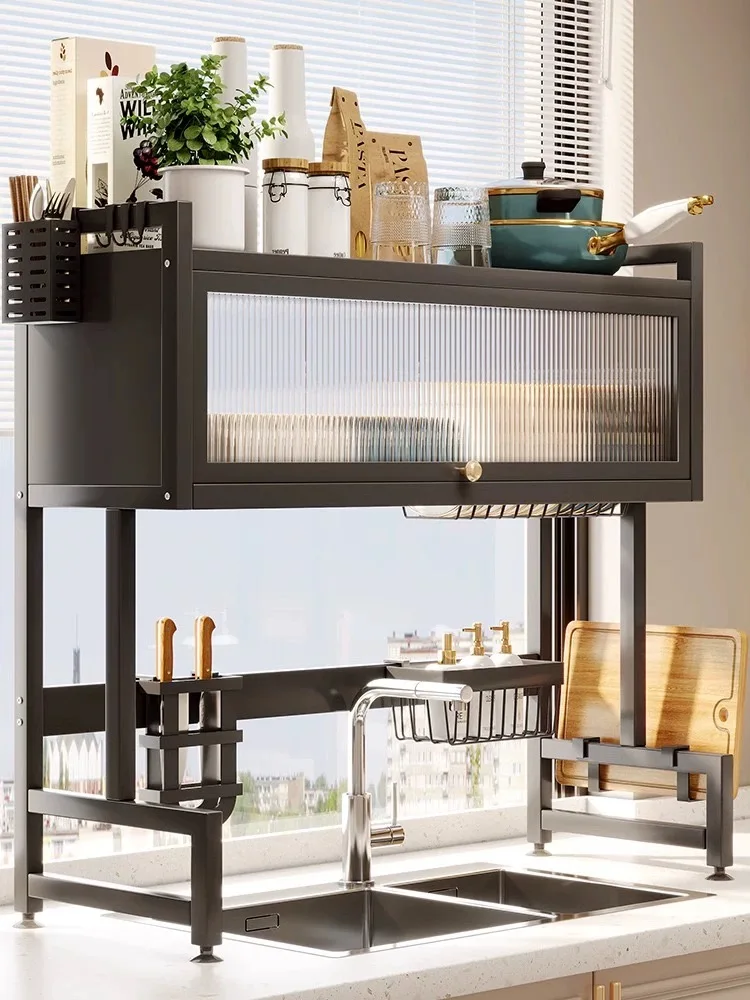 Kitchen 2 Tier Plate Dish Rack Dry Stand for Counter Organization and Storage with Drain Board Dish Rack