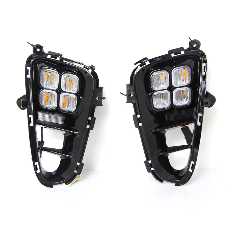 Кин стайлинга автомобилей светодиодные дневные ходовые огни для KIA Picanto Рио 2018-2019 Желтый Включение света LED DRL Вождения Противотуманные фары