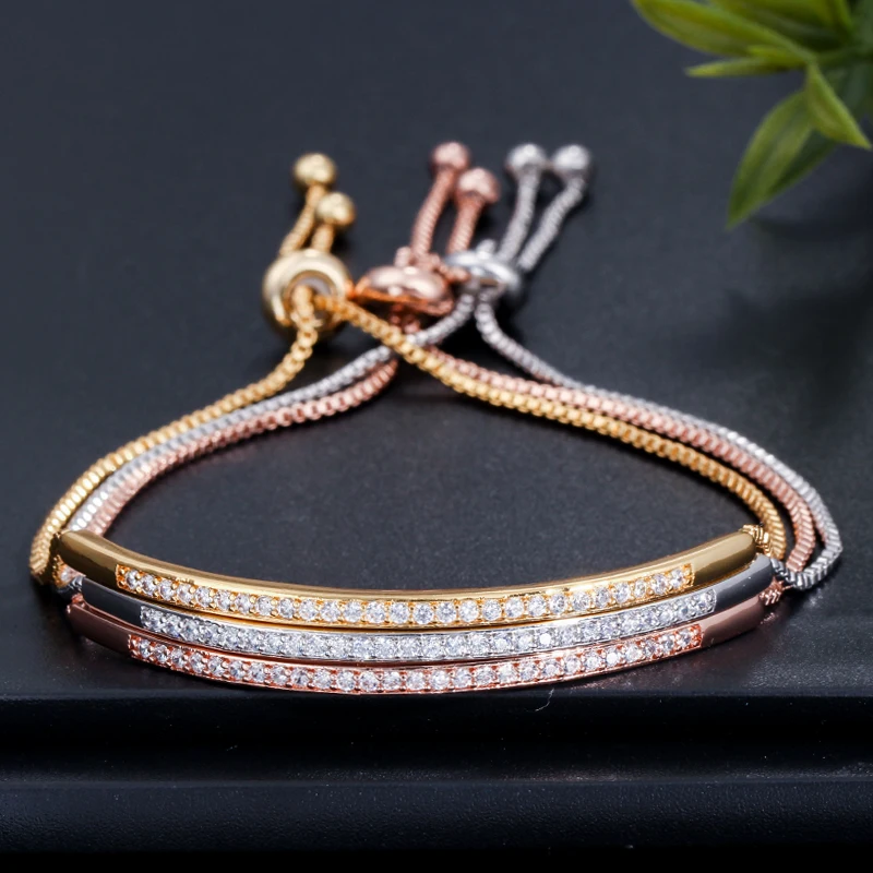 Adjustable Bracelet Bangle for Women Slider Brilliant Rose Gold Color Jewelry Love Women Bracelet