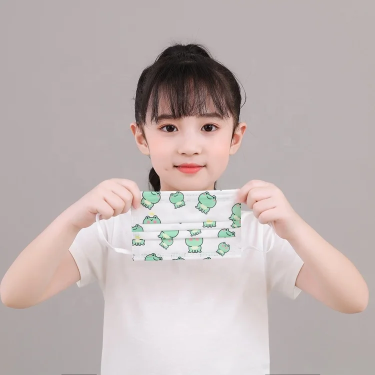 Fast delivery medical bacteria-proof disposable soft lovely frog pattern kids face mask