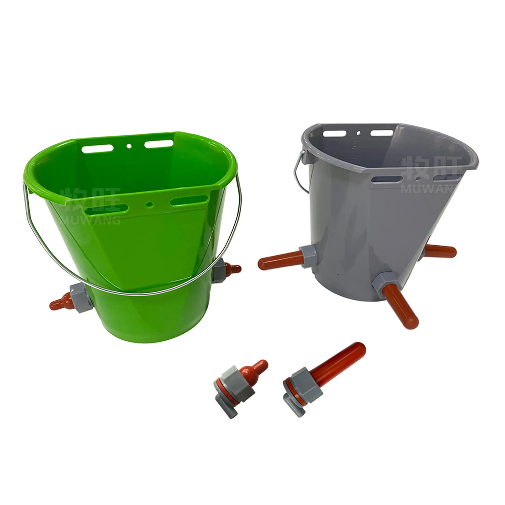 8L livestock veterinary animal milk feeding bucket calf feeder with Rubber Nipple