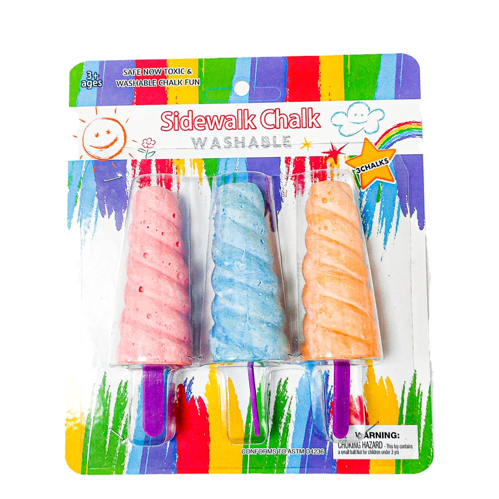 Wholesale 3pcs Washable Popsicle Shaped Sidewalk Chalk For 3+ Kids