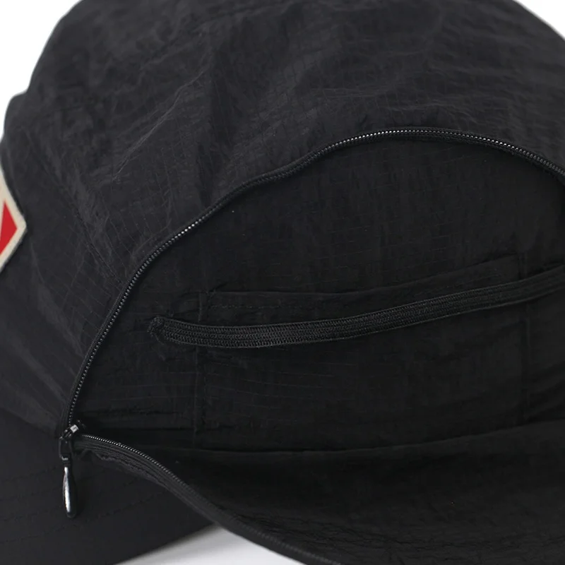 Custom Adjustable Waterproof Nylon 5 Panel Camp Caps with pocket Soft Lightweight Flexible Nylon Mesh Gorras Sports Caps hat