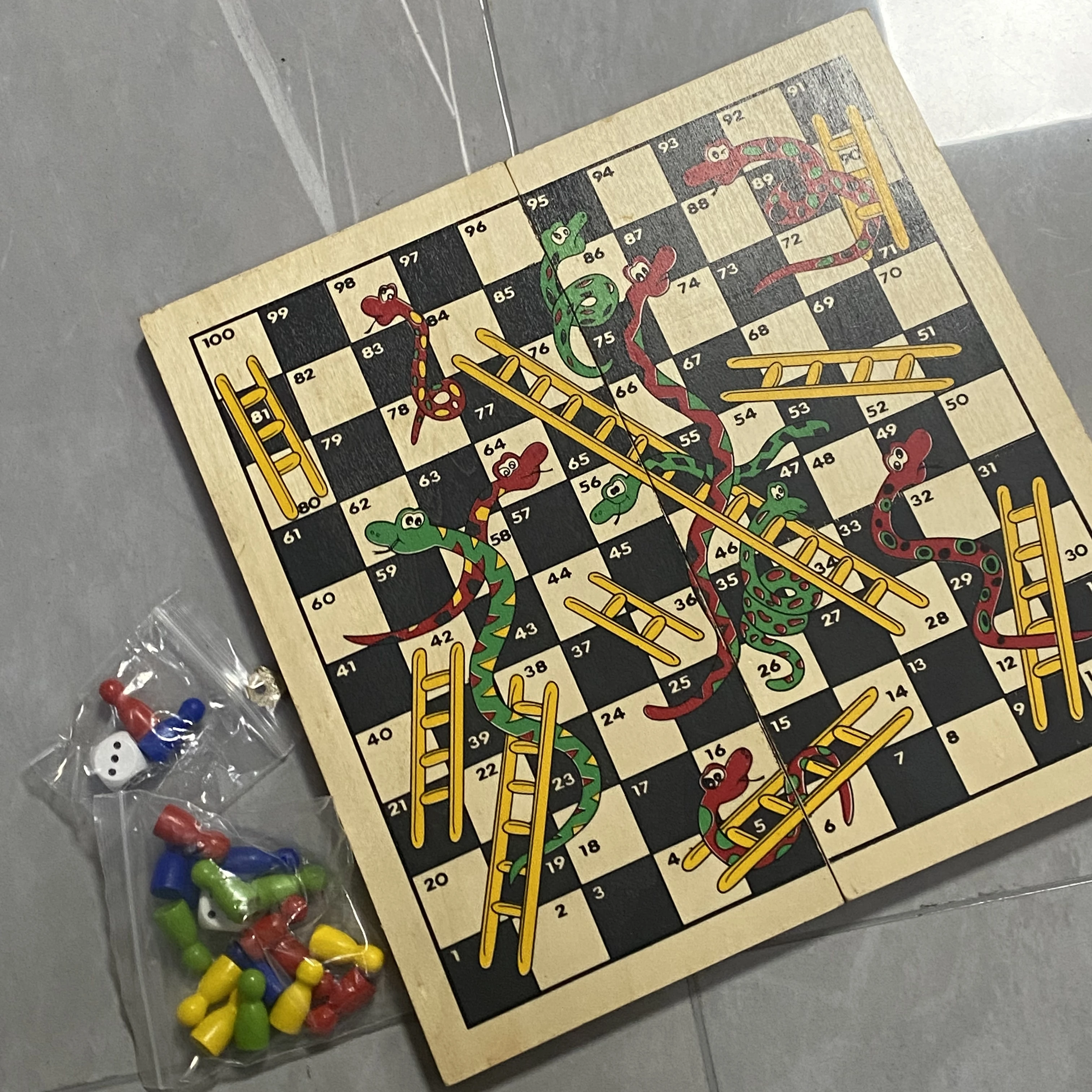 Custom Sticker Craft 29x29cm Wooden Snakes Ladders Chessboard Monopoly Board Games Set Kids Adults-Flying Ludo Flying Chess