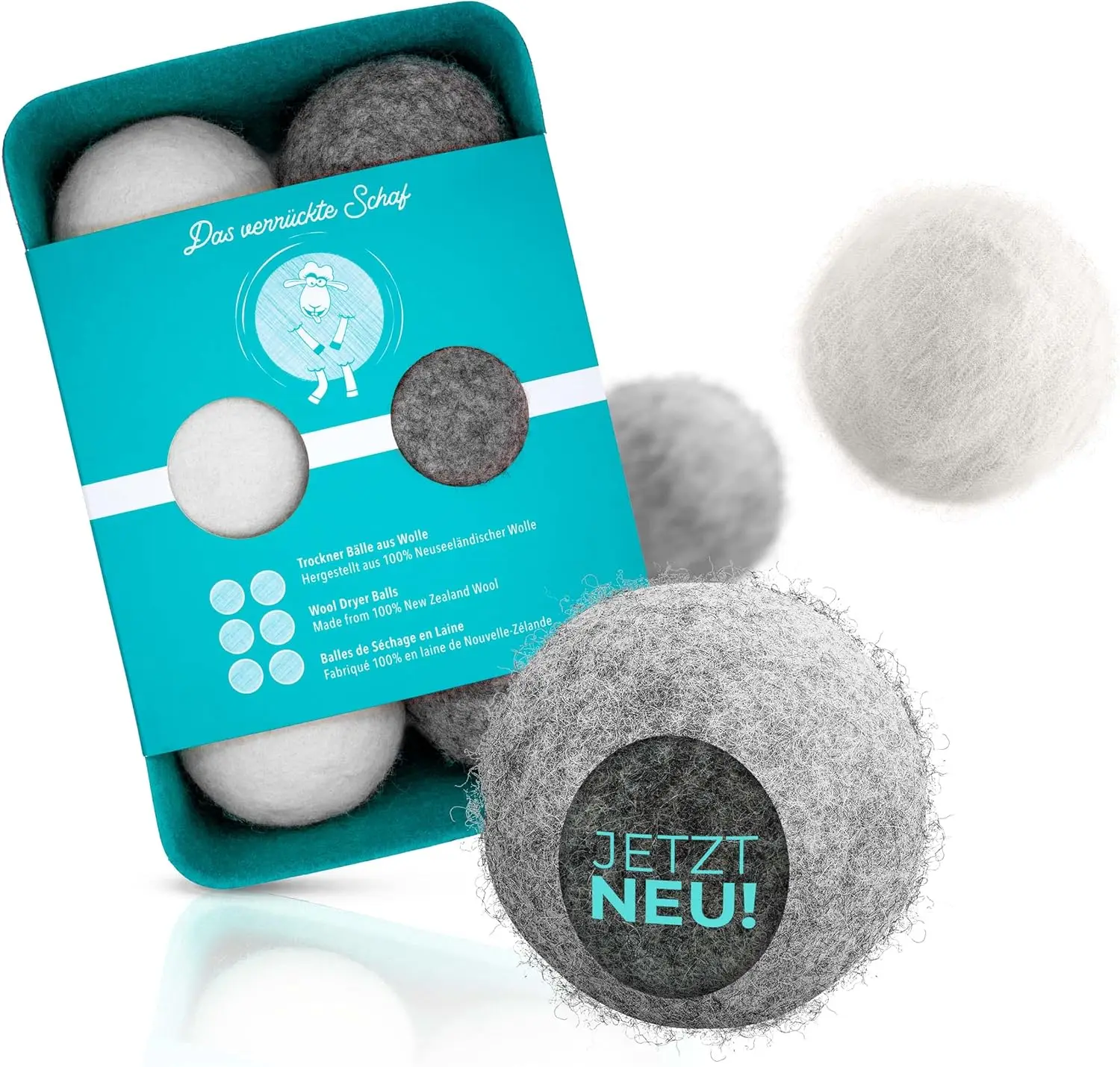 6/7/7.5/8cm Wool Dryer Balls 6-Pack 100% New Zealand Chemical Free Wool Balls Replaces Dryer Sheets Laundry Balls for Dryer