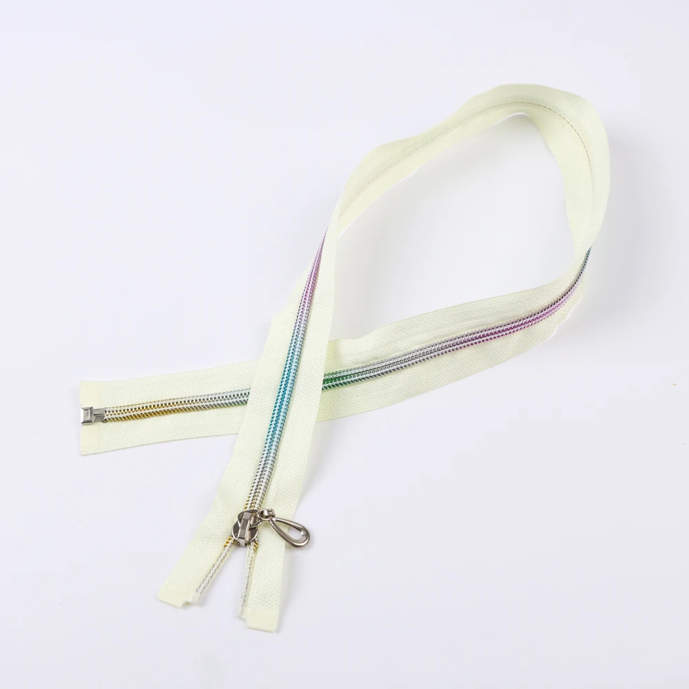 RTS 5# Cheap Closed-end Zipper for Garments processing Accessories Colorful Teeth Nylon Zipper with fancy zip pulls