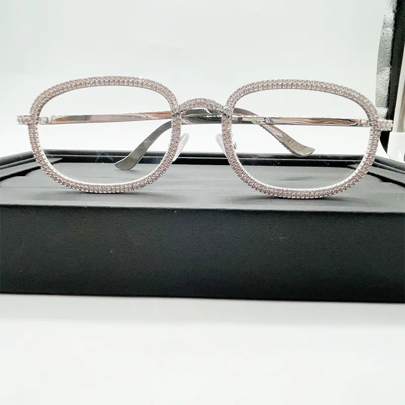 Pass Diamond Tester Luxury Diamond Cut Glasses VVS Moissanite Diamond Iced Out Glasses For Men Women