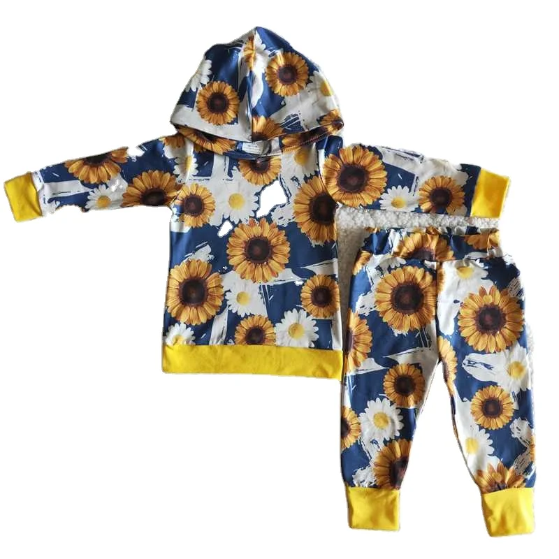 2022 High quality RTS Sunflower Sassy Wholesale Costumes Children 2pcs Clothes Suit Baby Boys Clothing Set Girls Daisy Outfits