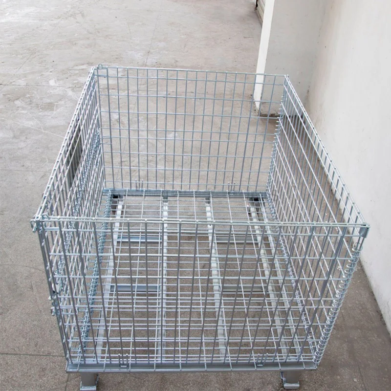 Metal Folding Butterfly Wire Mesh Pallet Logistics Storage Basket Cage For Wine