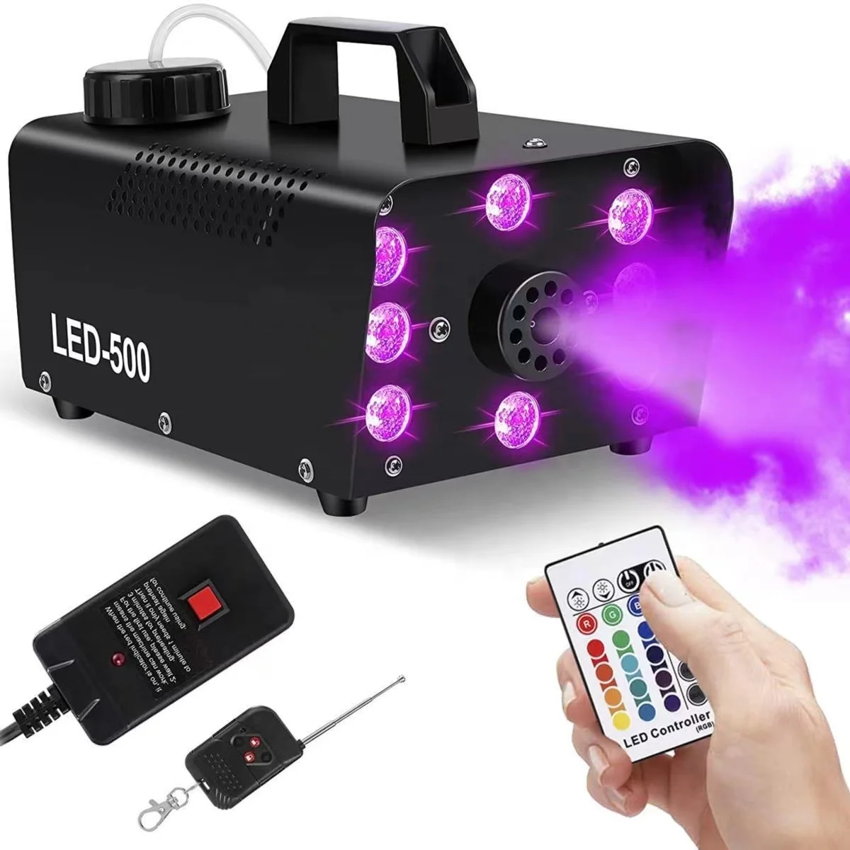 Fog Machine Professional Stage LED Smoke Machine 12 Colors Strobe Effect for Dj Halloween Party Wedding Holiday Christmas - Fans