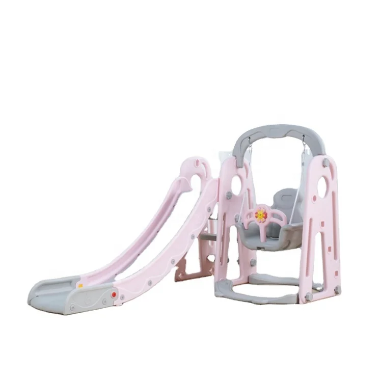 
2020 new color hot sale factory indoor and outdoor playground plastic baby slide with swing for sale 