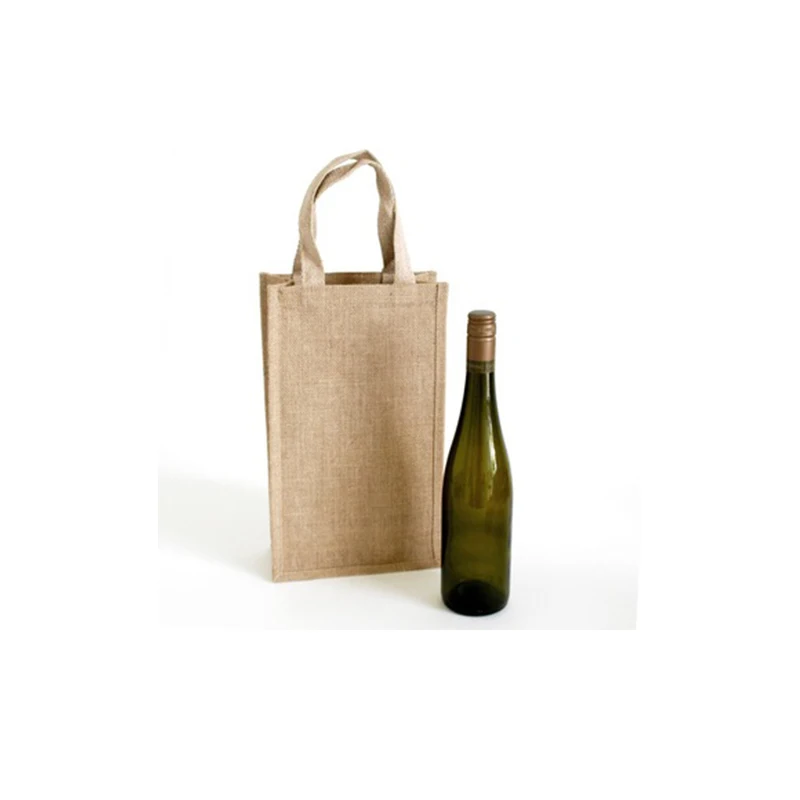 
Wholesale Customized OEM Burlap Hemp Raw Material Wine Bottle Jute Tote Shopping Bag 