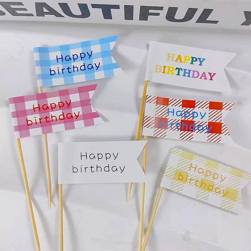 Internet celebrity baking cake decoration with flag Korean  bear double-sided flag birthday cake dessert table plug-in