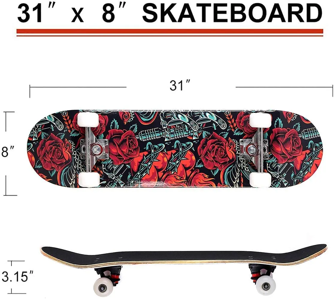 Cheap Price Customized 7 Layer Maple Wooden Complete Skate Board Skateboard for Beginner Teenager Adults