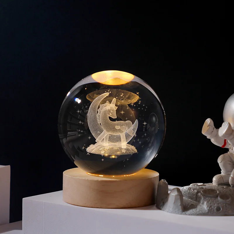 Оптовая продажа ночник 3d внутреннее украшение маленький хрустальный шар светящийся с