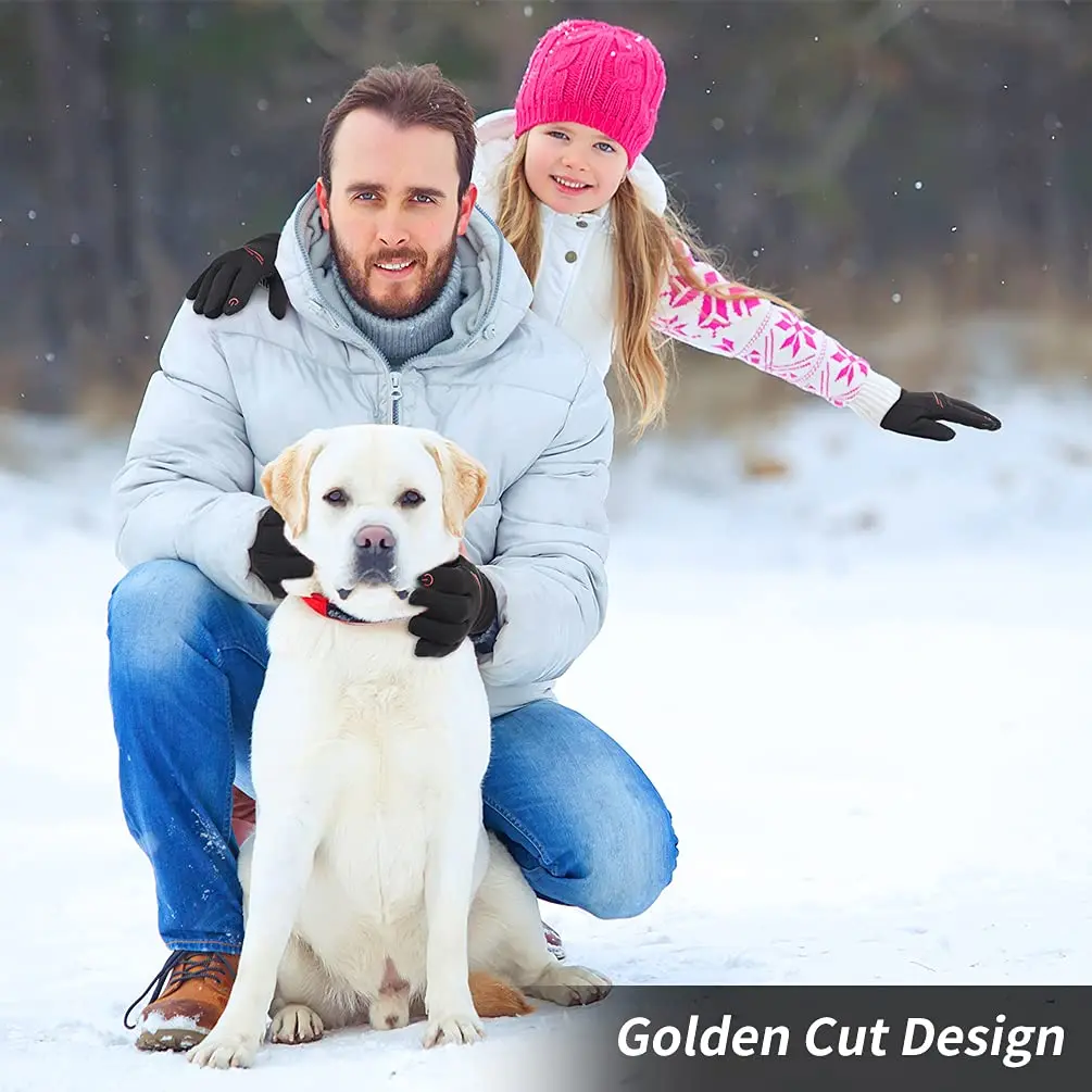 kids winter touch screen gloves windproof anti-slip soft fleece lining warm sports running gloves