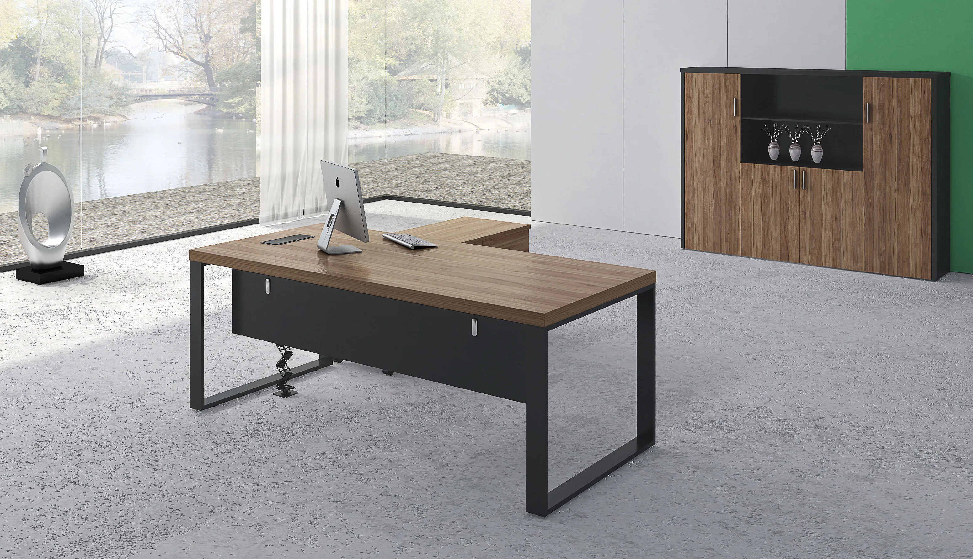 Office Conference Room Furniture Black Base Frame Wooden Melamine 10 Person Meeting Table